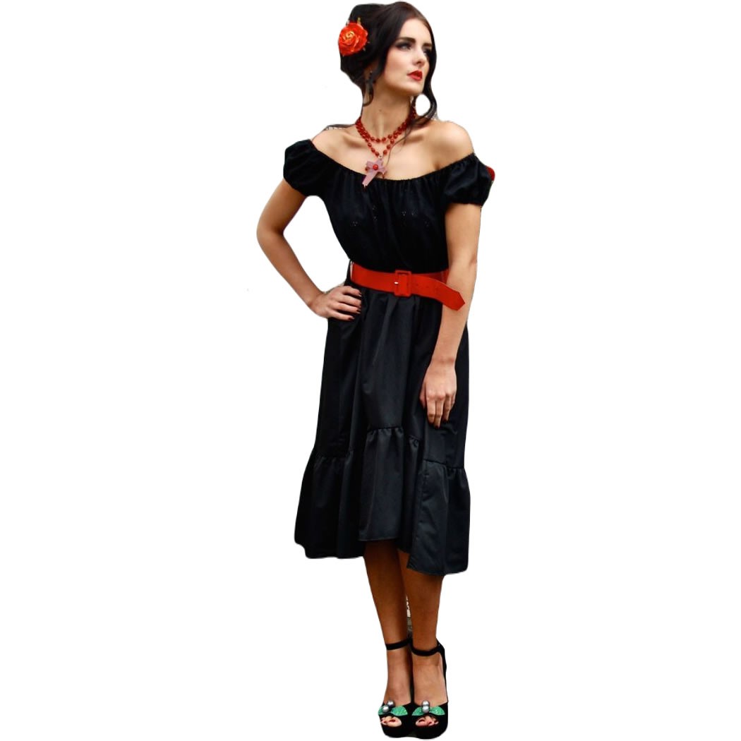 Peasant collar dress and Mexican belt